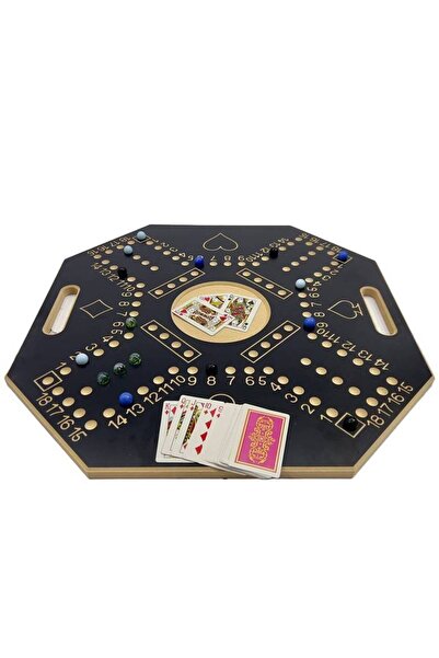 ALRWAD مجموعة طاولة زهر خشبية مرقمة كبيرة من جاكارو مع بطاقات وأحجار - لون أسود