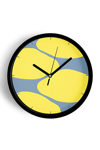 JHAAR Ceas de perete cu design modern - 35 cm - Carcasă neagră cu sticlă fron...