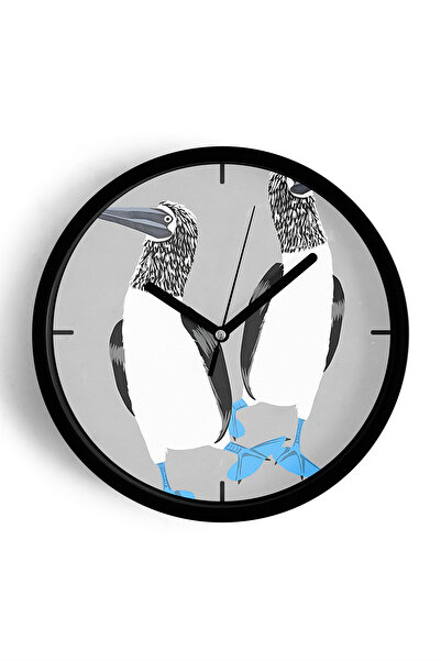JHAAR ساعة حائط حديثة بتصميم طائر لطيف - غرفة الأطفال - 35 سم - هيكل أسود مع ...