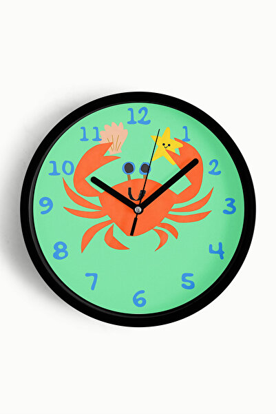 JHAAR Ceas de perete pentru camera copiilor cu ilustrație cu crab drăguț - 35...