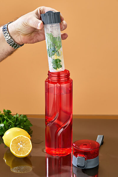 Mefa Mutfak Detox Apparatus - Water Bottle - Flask - with Strap / 800 ml - Red