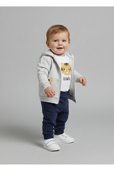 Sani Zippered Hooded Baby Boy Set