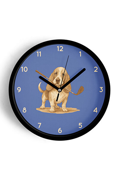 JHAAR Ceas de perete modern cu ilustrație câine iubitor de golf - 30cm - Carc...