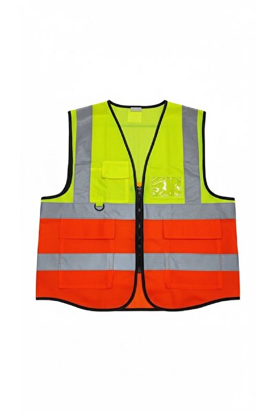 Generic High-quality safety vest for engineers, compliant with EN 20471 specifications, multi-pocket, 360-degree high-visibility reflective.