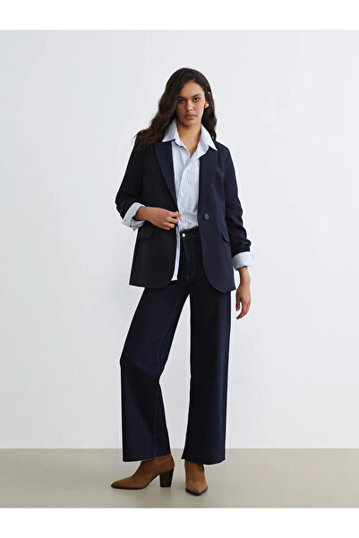 LC Waikiki Lcw Vision Navy Blue Crepe Women's Blazer Jacket