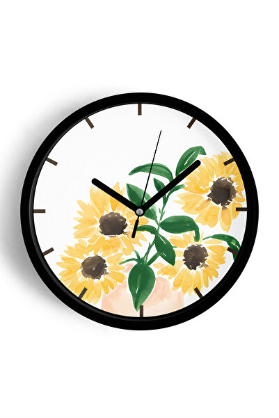 JHAAR Ceas de perete modern cu tematică florală colorată abstractă - 35 cm - ...