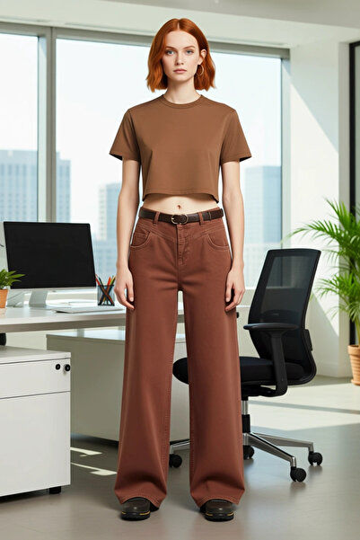 PayBuy Women's Low Waist Wide Leg Jeans with Belt Detail Functional Durable Quality Stylish