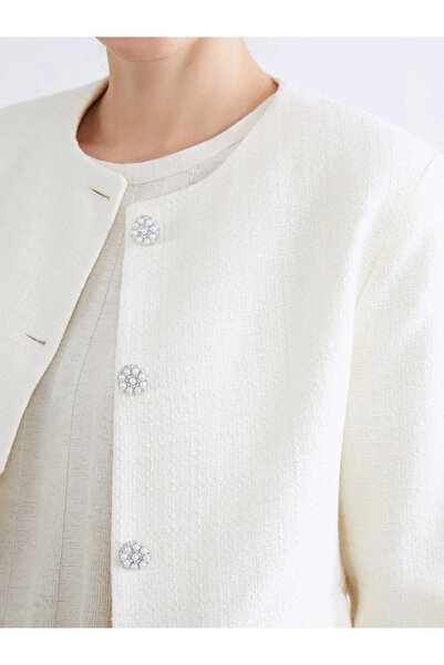 LC Waikiki Lcwaikiki classic ecru crew neck women's jacket