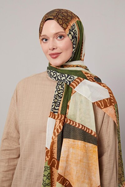 Levidor Green Mixed Pattern Cotton Shawl