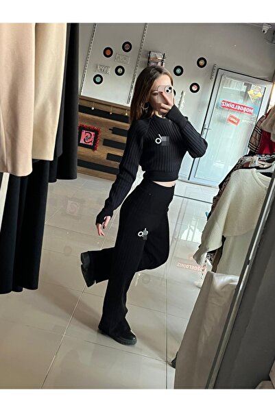 Sublime Butik Set de tricotaje negre din 2 piese pentru femei