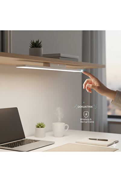 ŞIK MODA Makyaj Masası, Çalışma Masası Veya Dolap Altı İçin Şarjlı Kablosuz Mıknatıslı Led Işık 3 Farklı Renk