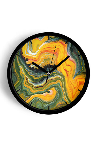 JHAAR Ceas de perete modern cu valuri artistice colorate - 35 cm - Carcasă ne...