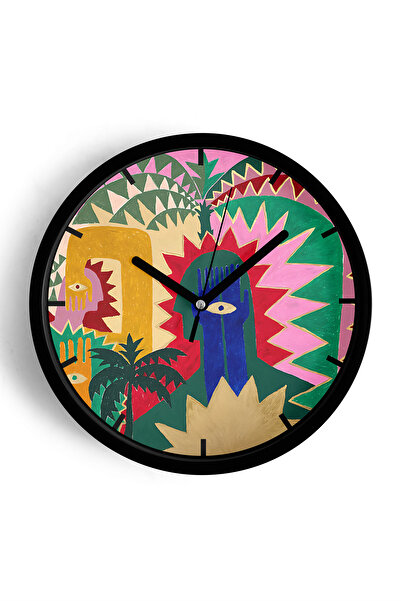 JHAAR Ceas de perete modern cu design abstract - 25 cm - Carcasă neagră cu st...