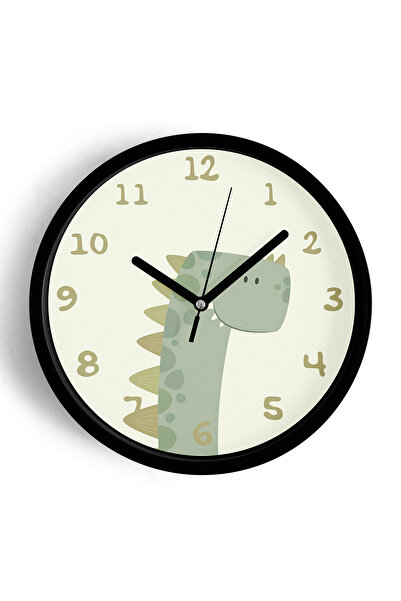 JHAAR Ceas de perete pentru camera copiilor cu ilustrație cu dinozaur drăguț ...