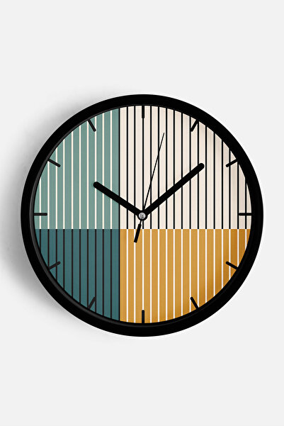 JHAAR Ceas de perete modern cu design abstract - 30 cm - Carcasă neagră cu st...