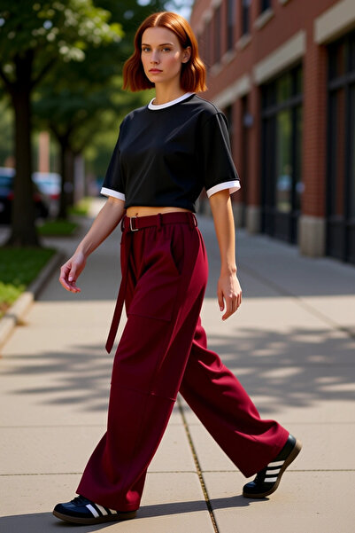 PayBuy Women's Wide-Leg Knitted Pants with Belt Functional Durable Quality Comfortable Aesthetic Stylish