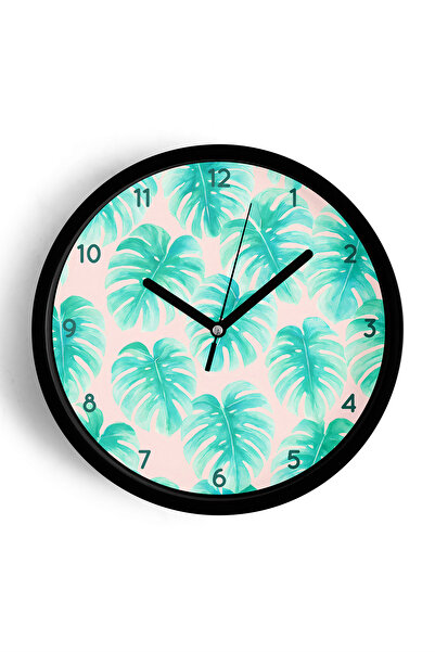 JHAAR Ceas de perete Palmiye cu design modern - 30 cm - Carcasă neagră cu sti...