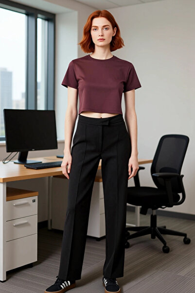 PayBuy Women's Straight Cut High Waist Pants Functional Durable Quality Comfortable Aesthetic Modern