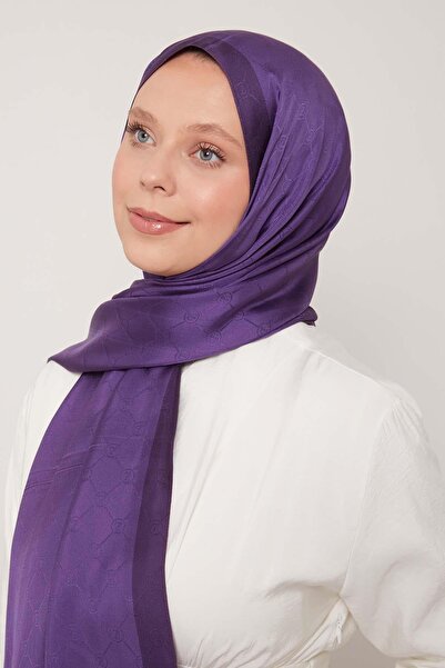 Levidor Purple Honeycomb Pattern Monogram Silk Shawl