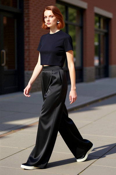 PayBuy Kadın Saten Dokuma Geniş Paça Pantolon Fonksiyonel Dayanıklı Kaliteli ...