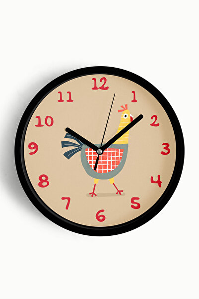 JHAAR Ceas de perete pentru camera copiilor Şaşkın Tavuk - 42cm - Carcasă nea...