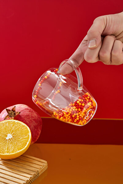 EMBazaar Double Wall Borosilicate Fan Cup 350 Ml/Glass Mug/Tea/Herbal Tea/Turkish Coffee