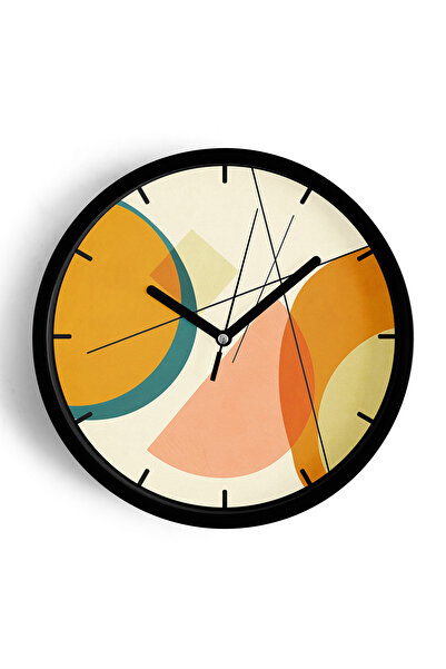 JHAAR Abstract - Ceas de perete modern boem - 35cm - Carcasă neagră cu sticlă...