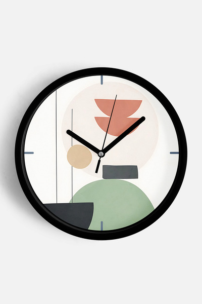 JHAAR Ceas de perete modern cu design abstract - 42 cm - Carcasă neagră cu st...