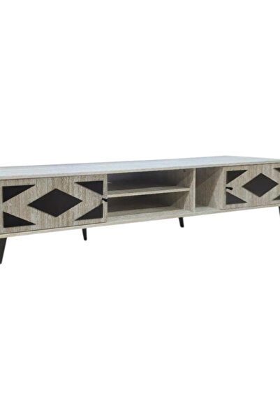Bec4 Large plasma TV stand (200 cm) - integrated storage unit and geometric pattern