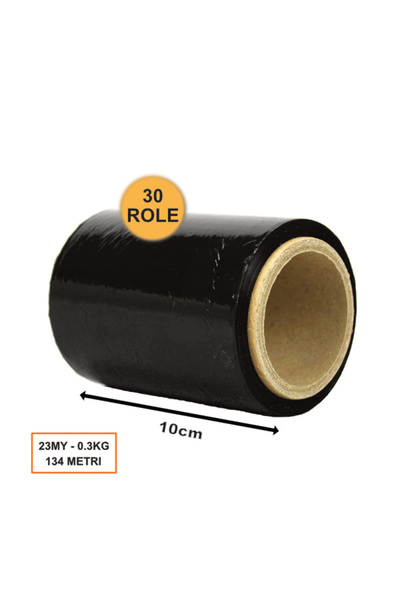 OEM Set de 30 role folie stretch neagră, 100 mm, 23 µm, 0,3 kg, 134 ml
