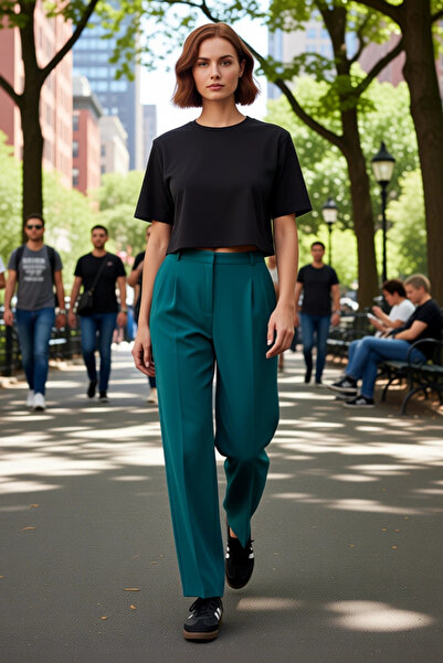 PayBuy Women's Straight Cut High Waist Woven Fabric Pants Functional Durable Quality Comfortable Stylish