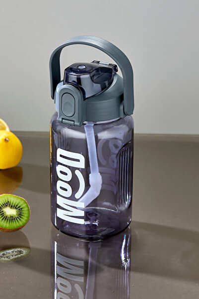 espashome Sports Water Bottle - 1000 ml with Straw, Lockable Lid, Water Leak-Proof Design - Gray