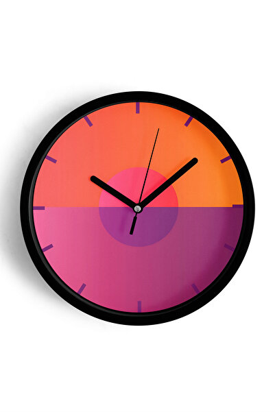 JHAAR Ceas de perete modern cu design abstract - 25 cm - Carcasă neagră cu st...