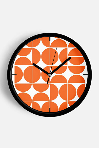 JHAAR ساعة حائط حديثة بتصميم هندسي - 35 سم - هيكل أسود مع واجهة زجاجية - آلية...