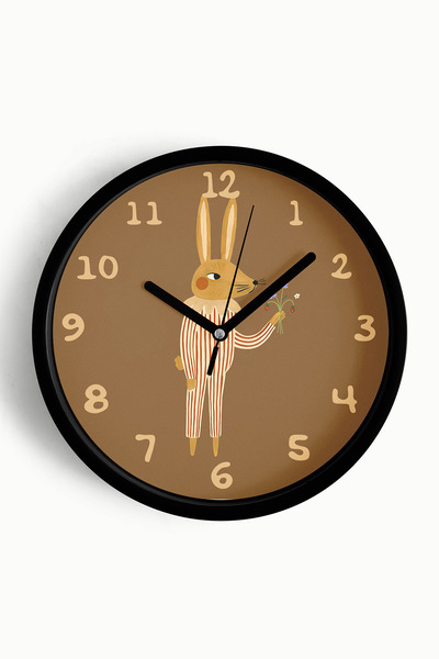 JHAAR Ceas de perete pentru camera copiilor cu design Iepuraș - 42cm - Carcas...