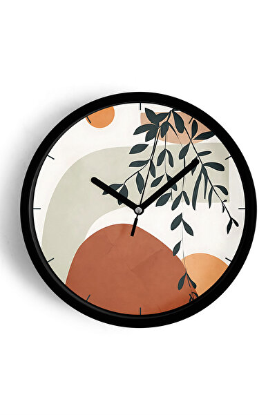 JHAAR Ceas de perete modern cu design abstract - 25 cm - Carcasă neagră cu st...