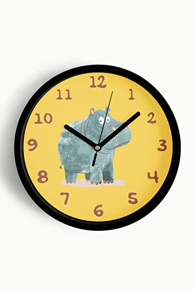 JHAAR Ceas de perete drăguț cu hipopotami pentru camera copiilor - 25 cm - Ca...