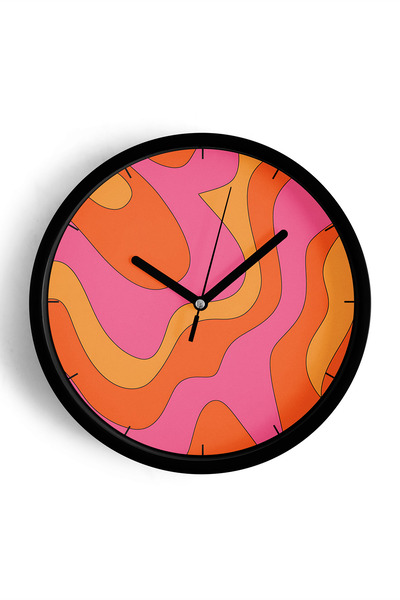 JHAAR Ceas de perete cu design modern - 42 cm - Carcasă neagră cu sticlă fron...