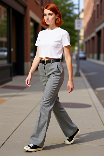 PayBuy Women's High Waist Plaid Pattern Flare Pants Functional Durable Quality Comfortable Sports