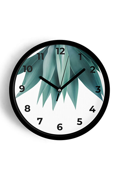 JHAAR Ceas de perete modern boem cu model de frunze - 25 cm - Carcasă neagră ...
