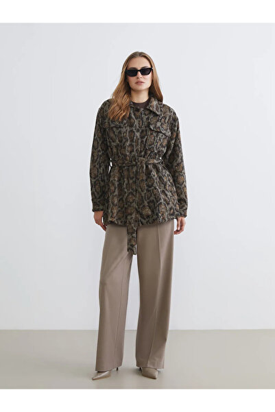 LC Waikiki سترة قميص نسائية بنمط بني من LCW Vision