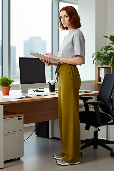 PayBuy Women's Seersucker Textured Wide Leg Knitted Trousers Functional Durable Quality Comfortable Aesthetic Stylish