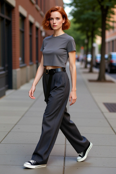 PayBuy Women's Wide Leg Belted Woven Trousers Functional Durable Quality Comfortable Aesthetic Stylish