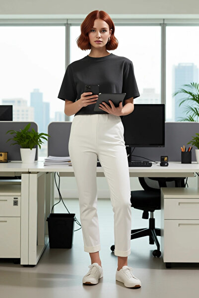 PayBuy Women's Gabardine Cigarette Pants High Waist Stretchy Fabric Functional Durable Quality Stylish