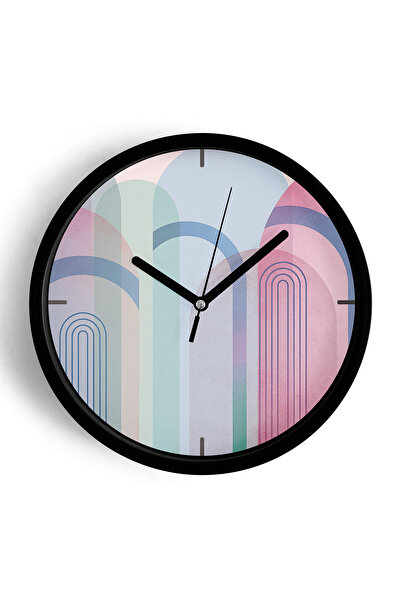 JHAAR Ceas de perete modern cu design abstract - 25 cm - Carcasă neagră cu st...