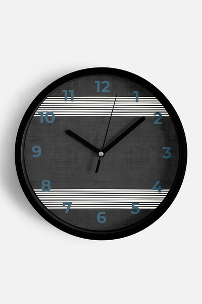 JHAAR ساعة حائط حديثة - 25 سم - هيكل أسود مع واجهة زجاجية - آلية صامتة