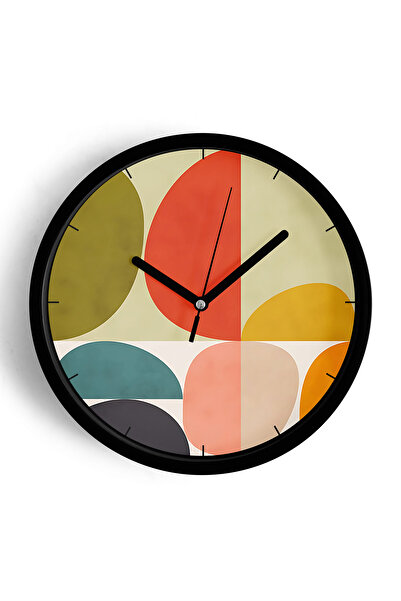 JHAAR ساعة حائط حديثة بتصميم تجريدي - 30 سم - هيكل أسود مع زجاج أمامي - آلية ...