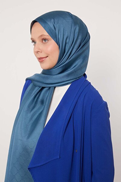 Levidor Petrol Green Honeycomb Pattern Monogram Silk Shawl