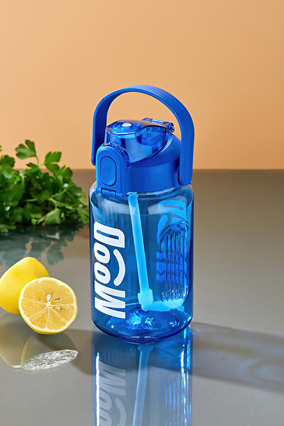 espashome Sports Water Bottle - 1000 ml with Straw, Lockable Lid, Water Leakproof Design - Blue