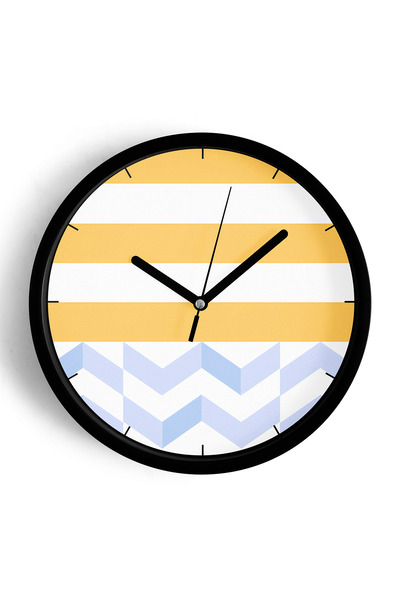 JHAAR Ceas de perete modern cu model geometric - 25 cm - Carcasă neagră cu st...